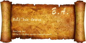 Bába Anna névjegykártya
