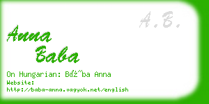 anna baba business card